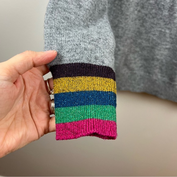 Boden Clarice Hoodie Sweater Size Small Gray Metallic Stripes Cashmere Blend - Picture 7 of 11